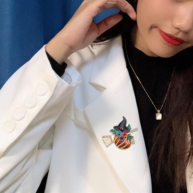 Брошь с бриллиантами в стиле ретро «Паук на Хэллоуин», брошь из горячего сплава, креативные модные аксессуары для одежды из сплава в Европе и Америке.