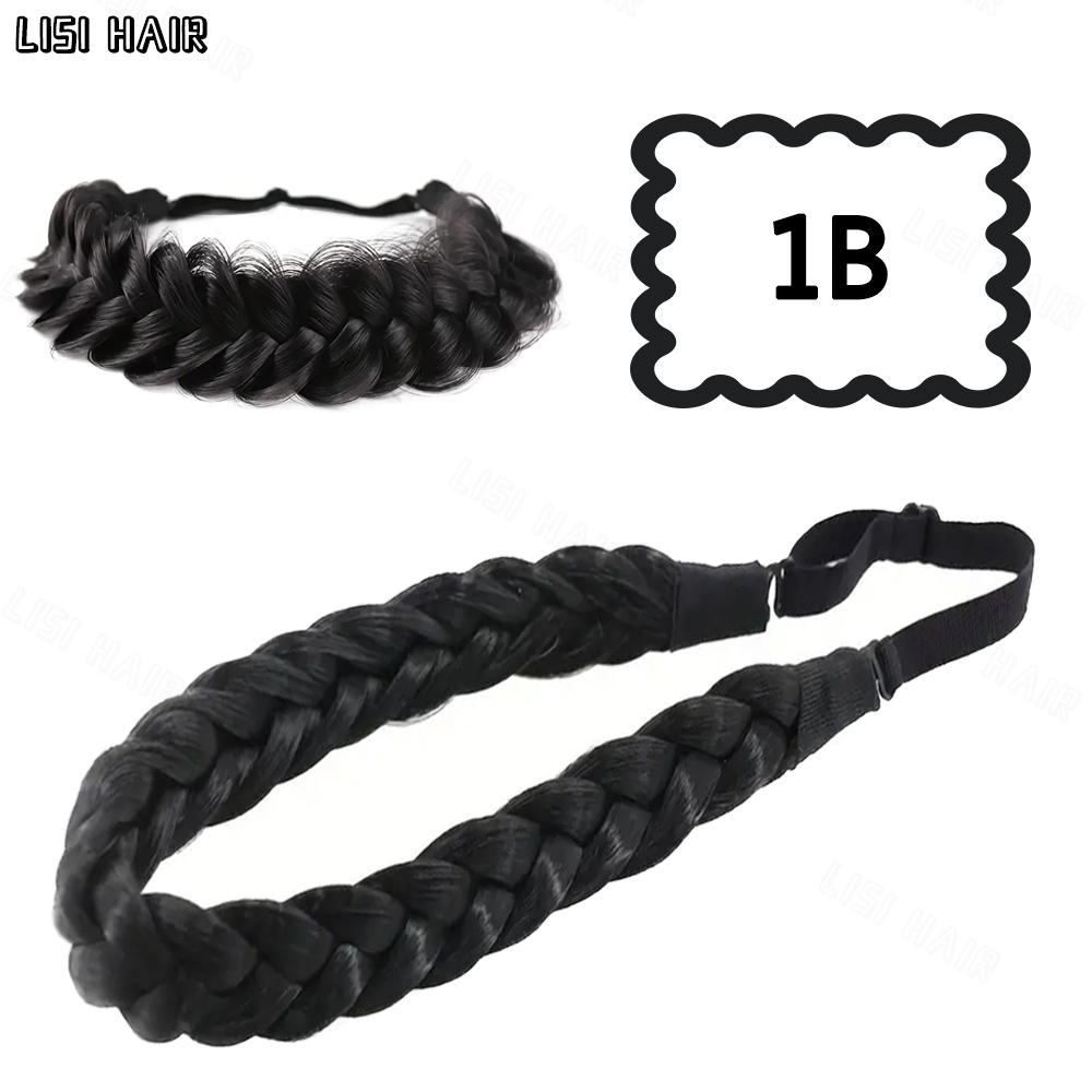 XINRAN Synthetic Elastic Braided Hair Band Extensions Classic Chunky Wide Fluffy Braids Wig For Women Daily Accessory