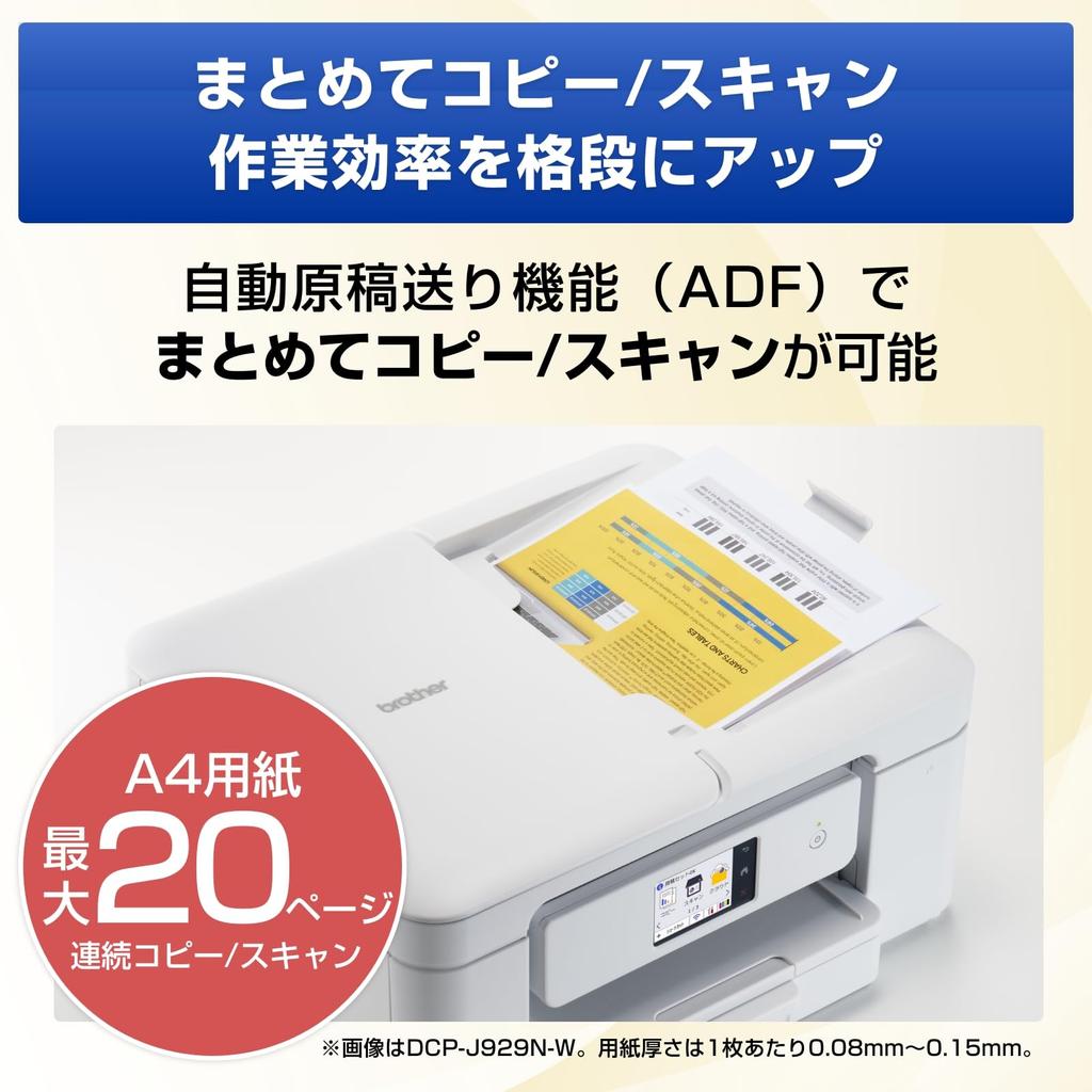 Brother A4 Inkjet Multifunction Printer Automatic Smartphone Compatible with LC511 Series DCP-J916N (Wi-Fi, Double-Sided Printing, Compatible,