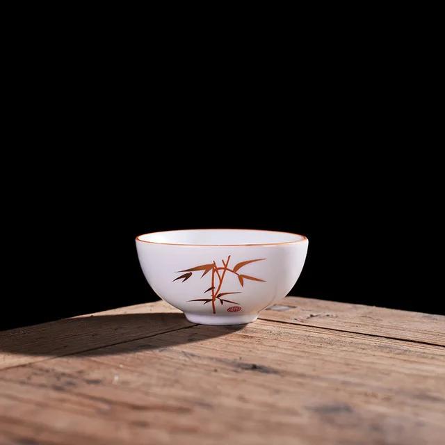 4 шт. высококачественная белая фарфоровая чайная чашка, белая чайная чашка из печи Дин, матовая глазурь, чайный сервиз Kung Fu, принадлежности для чайной церемонии, кружка