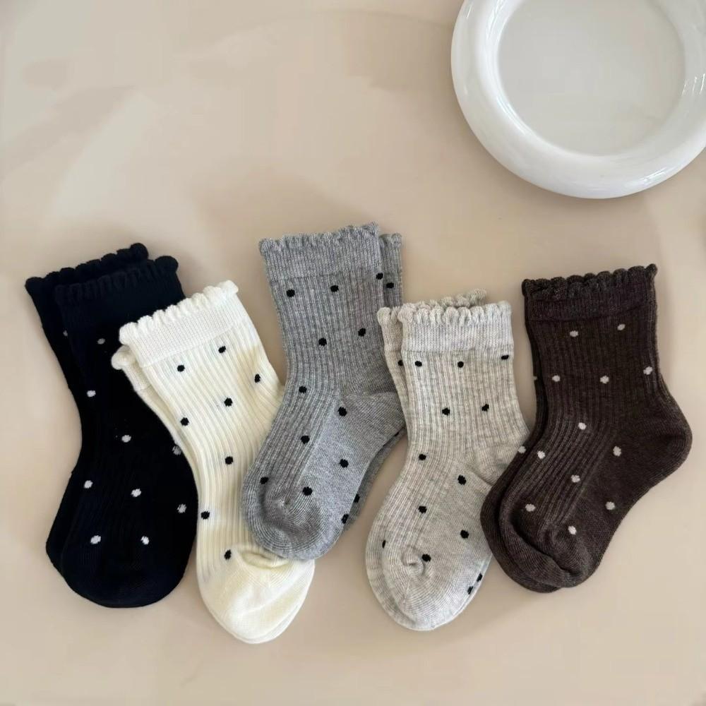 5Pairs/set Ruffle Frill Design Mid-Calf Crew Socks Frill Loose Cuff Socks Casual Daily Wear