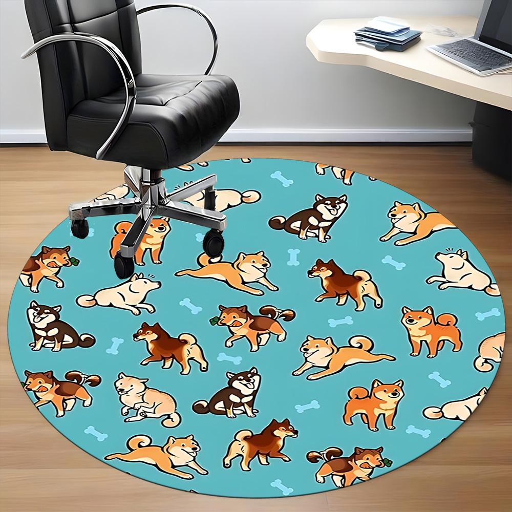 1pc Dogs Bones Office Round Area Rug, Under Office Chairs Bedroom Living Room Home Decor, Room Deco