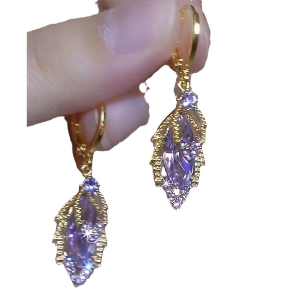 2024 Роскошные Минималистичные Золотые Серьги-Каффы в виде Листьев с Цирконием для Женщин