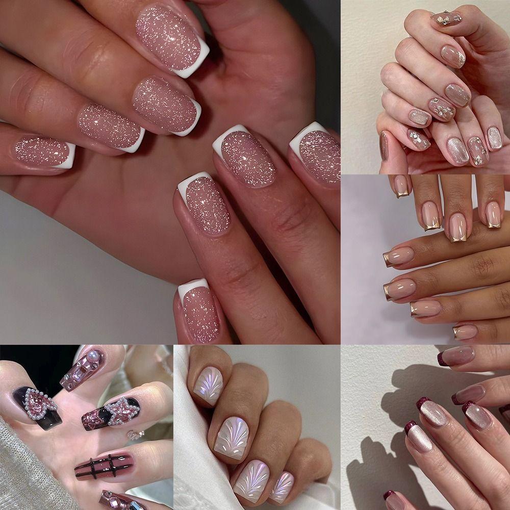 Длинные ногти-балерины и квадратные накладные ногти черные с сердечками кончики ногтей новые накладные ногти для женщин девушек