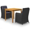 Day and Night - Day and Night 3-piece Garden Dining Set Black