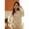 Autumn and winter new cotton double-layer gauze cute color pony printing shell embroidery loose casual long-sleeved loungewear