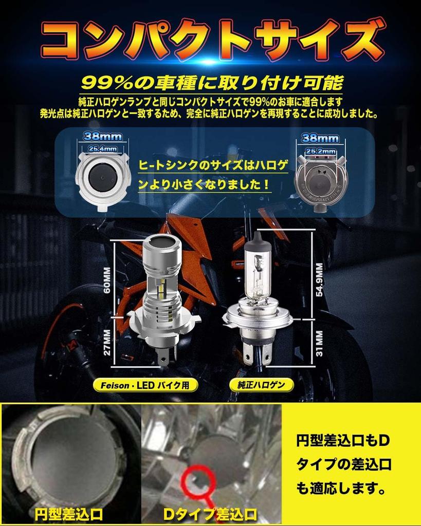 Feison H4 HS1 H19 LED Motorcycle Headlight, H4 LED Bulb, Compatible with Vehicle Inspections,