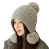 Вязаная шапка женская зимняя уличная холодная шапка с тремя волосами и защитой от ушей теплая шапка