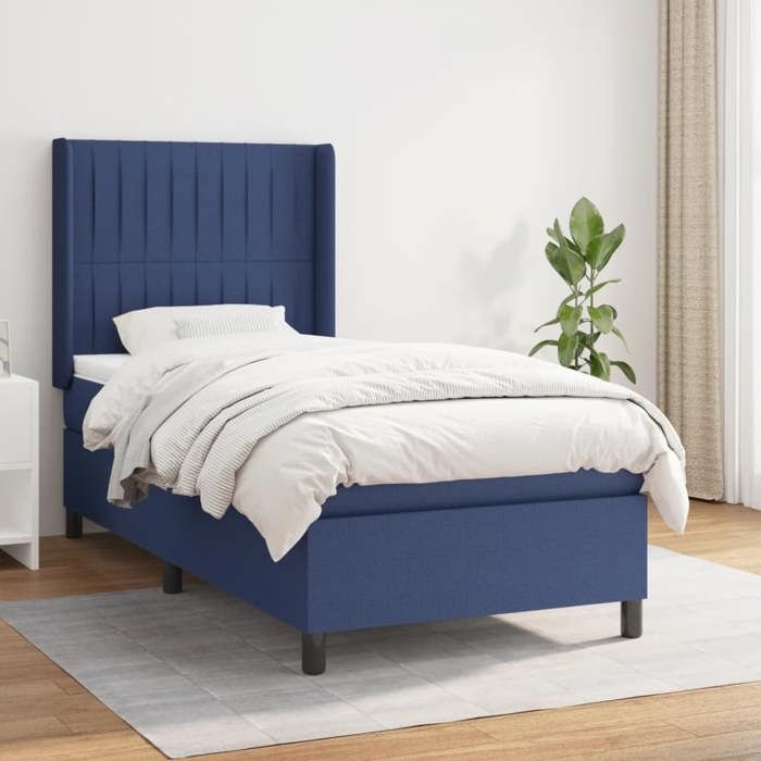 Maison Exclusive - Sommier à lattes de lit avec matelas Bleu 80x200 cm Tissu