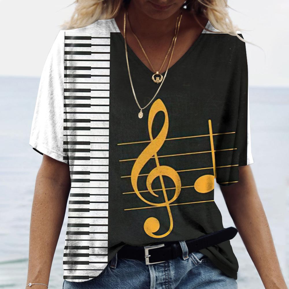 Футболки с v-образным вырезом, женские винтажные свободные топы с 3D мультяшным принтом и короткими рукавами, летние повседневные футболки для влюбленных пар