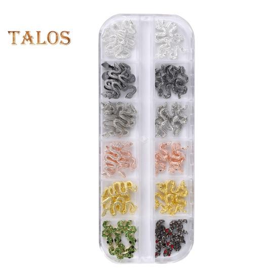 60Pcs/Box Snake Nail Charms with Rhinestones Elegant And Fashionable Nail Art Accessories for Women And Girls