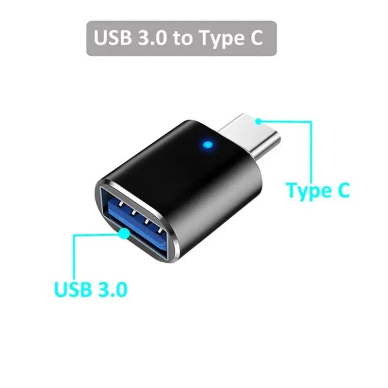 NNBILI 1-5pcs USB 3.0 To Type C Adapter LED OTG To USB C Male To USB A Female Connector For HUAWEI Samsung Xiaomi POCO Adapters 3
