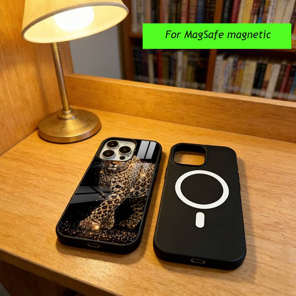 Крутой чехол для телефона с принтом гепарда для iPhone17,16,15,14,13,12,11 Plus,Pro, магнитный с Magsafe, для беспроводной зарядки