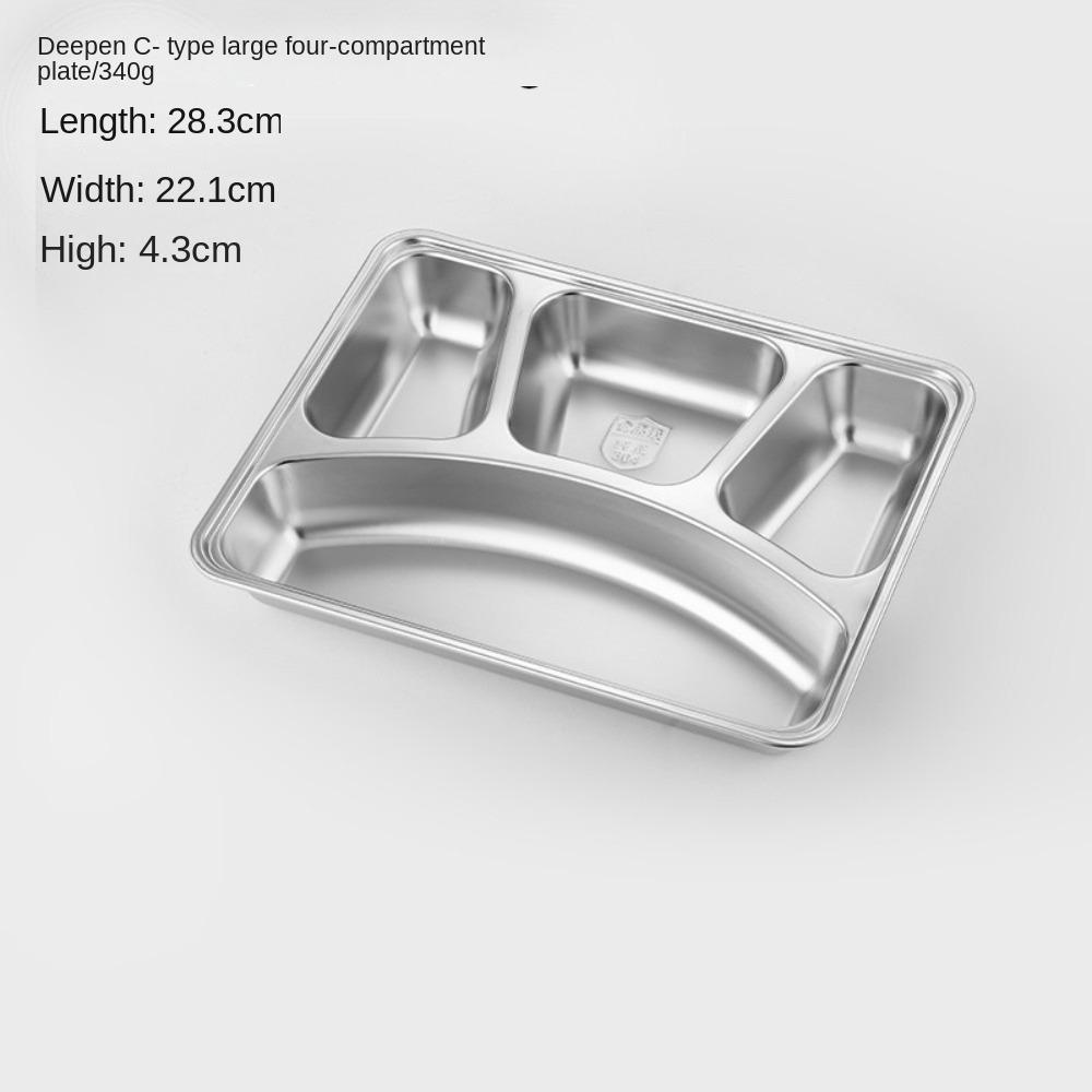 Thickened Stainless Steel Dinner Plate Divided Breakfast Plate Lunch Container Tray  Canteen