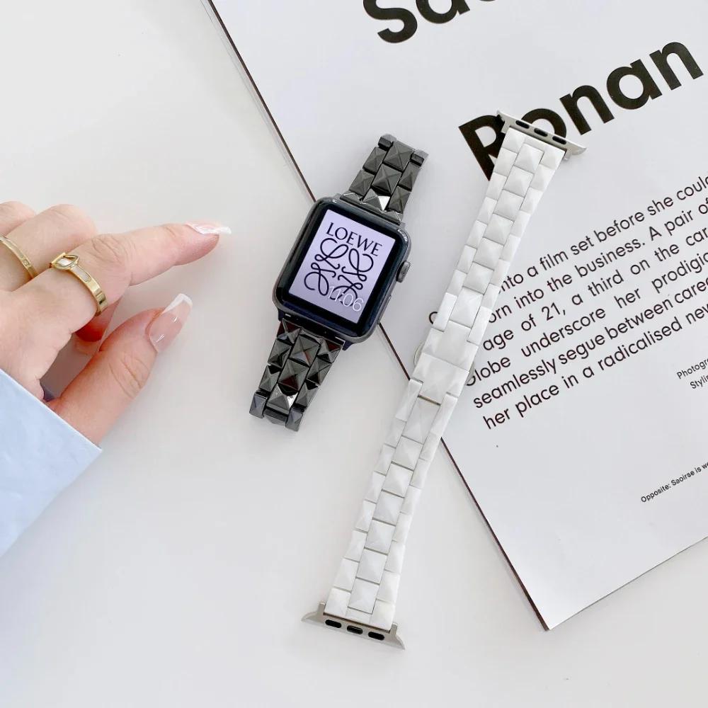 Керамический ремешок для Apple Watch Band 46 мм 45 мм 44 мм 49 мм 42 мм 38 мм 40 мм 41 мм браслет iWatch Series Ultra 2 10 9 8 7 6 5 4 3 SE