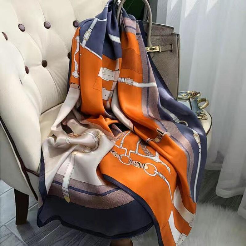 Women's New High-end Silk Spring and Autumn Summer Versatile Shawl Thin Sun Protection Neck Protection Fashionable Scarf