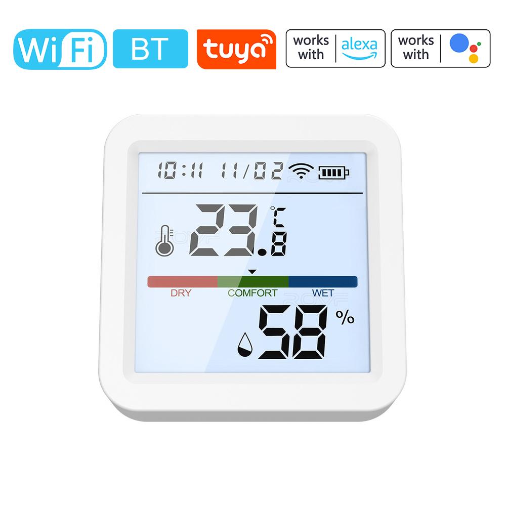 Tuya WiFi BT Dual-Mode Temperature Humidity Tester LCD Backlight Display Mobilephone APP Remotely