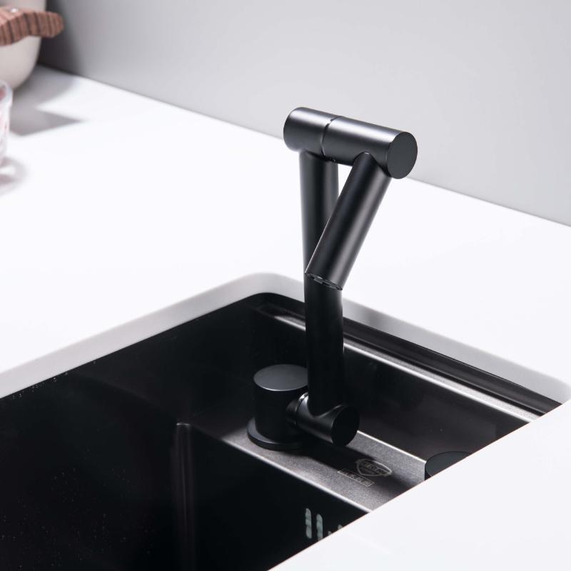 304 Stainless Steel Folding Hidden Sink Faucet Folding Inside Open Window Small Single Sink Bar Hot and Cold Water Faucet