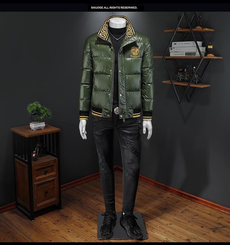 Мужская модная белая пуховая куртка с яркой поверхностью 2025 года - Утепленное и легкое зимнее пальто