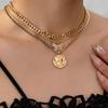 Meier Multi-layer cuban link chain necklace - butterfly chunky chain ot clasp, edgy hip-hop punk style