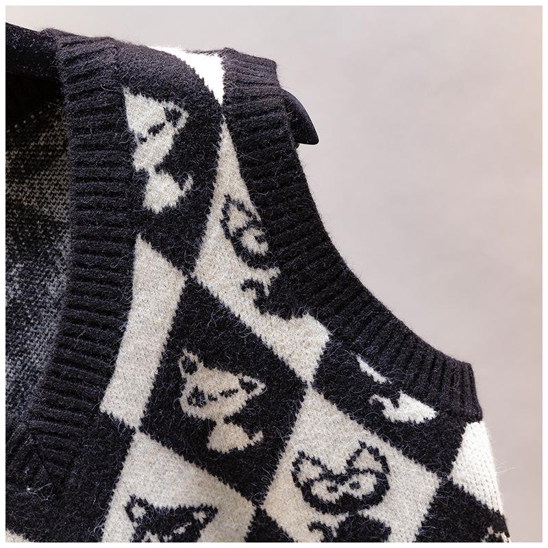 Женский вязаный жилет, осенне-зимний свитер, женский плед без рукавов, повседневный женский свитер с v-образным вырезом