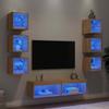 8-Częściowy Zestaw Mebli Tv Z Led, Dąb Sonoma