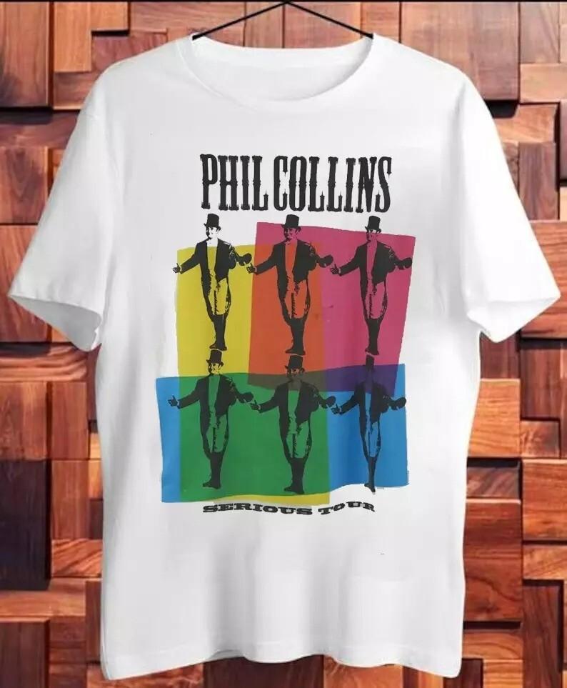 Rare Phil Collins Serious Tour short sleeve white Shirt