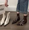 Fashion Fashion Belt Buckle Designer Pointed Toe Women Ankle Boots Fashion Thick Heel Slimming Short Booties Autumn Winter Female Shoes