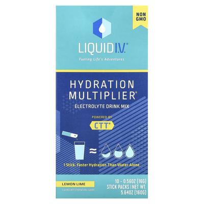 Hydration Multiplier®, Смесь для электролитного напитка, Лимон-лайм, 10 стик-пакетов, 0,56 унции (16 г) Каждый