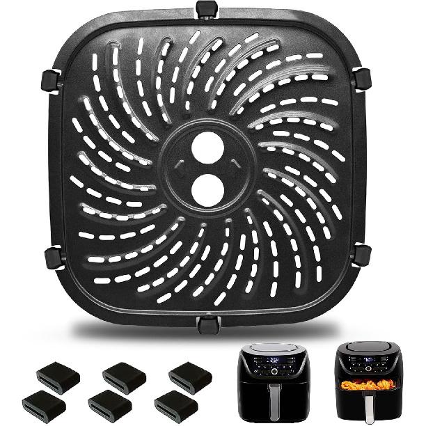 Гриль-сковорода для аэрофритюрницы PowerXL Vortex Pro 8 QT, овальная, с антипригарным покрытием 10''*10'', аксессуары для аэрофритюрницы, сменная деталь, поддон, корзина, решетка