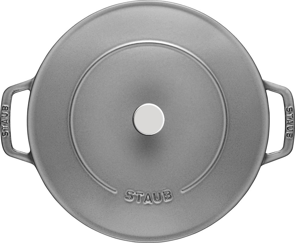 Staub Pan Gray Two Hand Cast Enamel Pot Shallow Sukiyaki Compatible with IH Japanese Braiser "Braiser Sauté 24cm" [Authorized Product] 40511-471