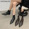 Fashion SUOJIALUN 2025 Winter New Women Ankle Boots Fashion Med Wedge Heel Ladies Casual Short Boot Shoes Soft Leather Martin-Boots