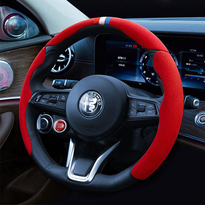 Car Steering wheel Cover Segment Steering wheel protection cover For Alfa Romeo Giulia Stelvio Interior Styling Car Accessories mno522
