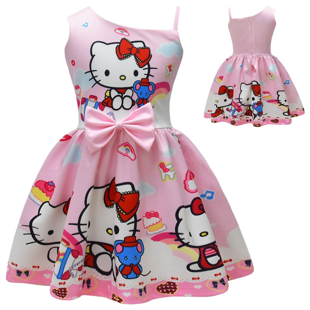 Безрукавное платье с принтом Hello Kitty и оборками для весеннего наряда