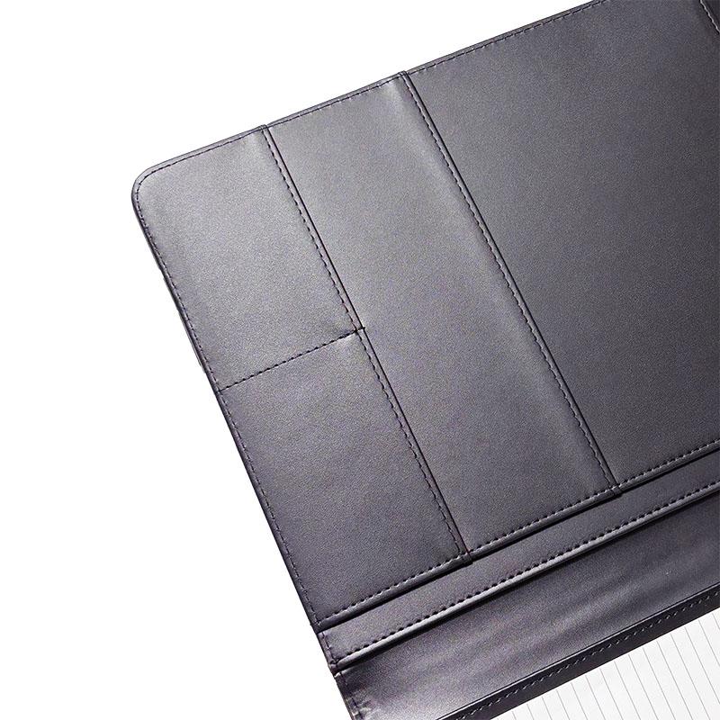 Letter Size Black and Brown Color PU Leather Cover File Folder with Pen Slot Apply for Office School and Business