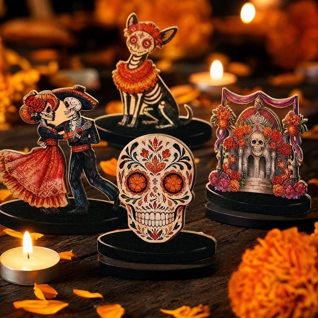 Деревянная пара танцоров Настольный декор - Мексиканский los Muertos