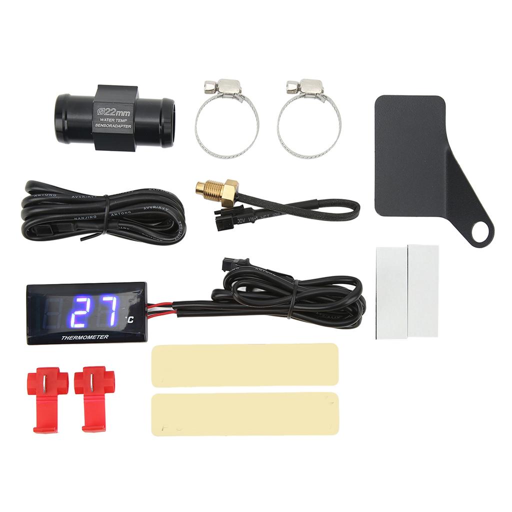 Motorcycle Digital Water Temperature Gauge Thin 12V LCD With 22mm Sensor Adapter for Most Motorbikes