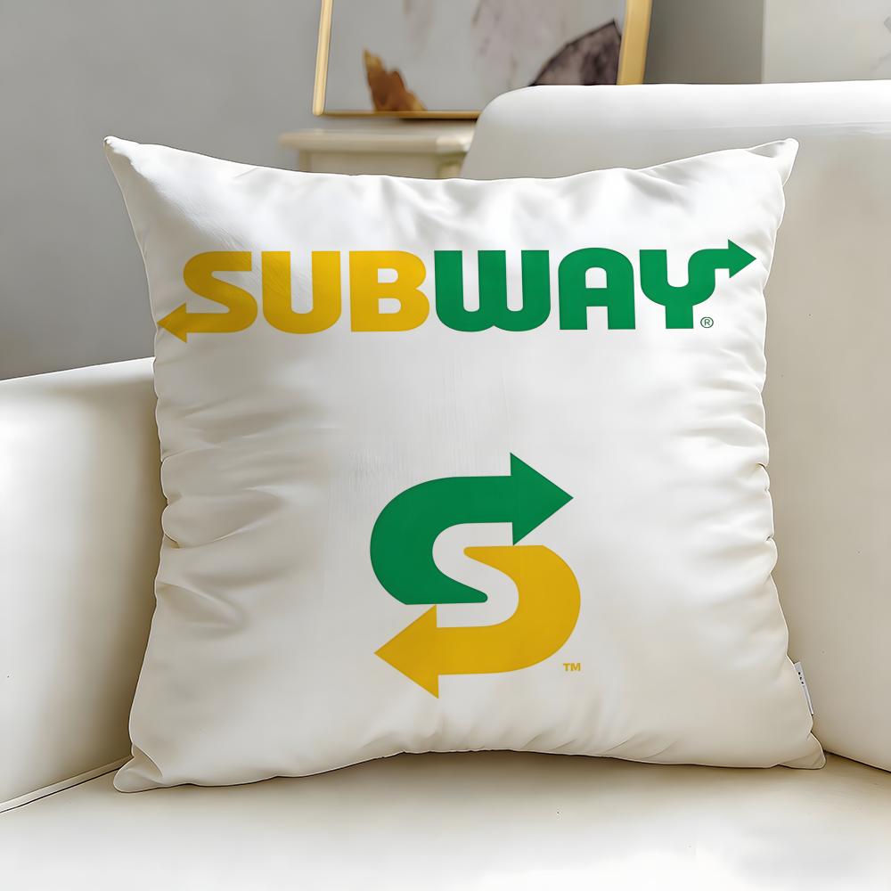classic restaurant brand Subway Cushion Cover Soft  EasyWash Pillow Case  Versatile for Couch Bed Travel and Office