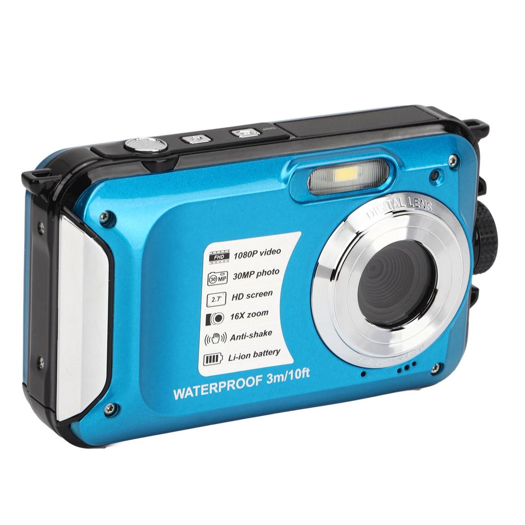 Waterproof Digital Camera 1080P 30MP 16X 10FT Underwater Camera for Snorkeling Camping