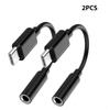 2/4 шт. USB-C Type-C на 3,5 мм Черные аудиоадаптеры для наушников USB Type-C на 3,5 мм гнездо для наушников 3