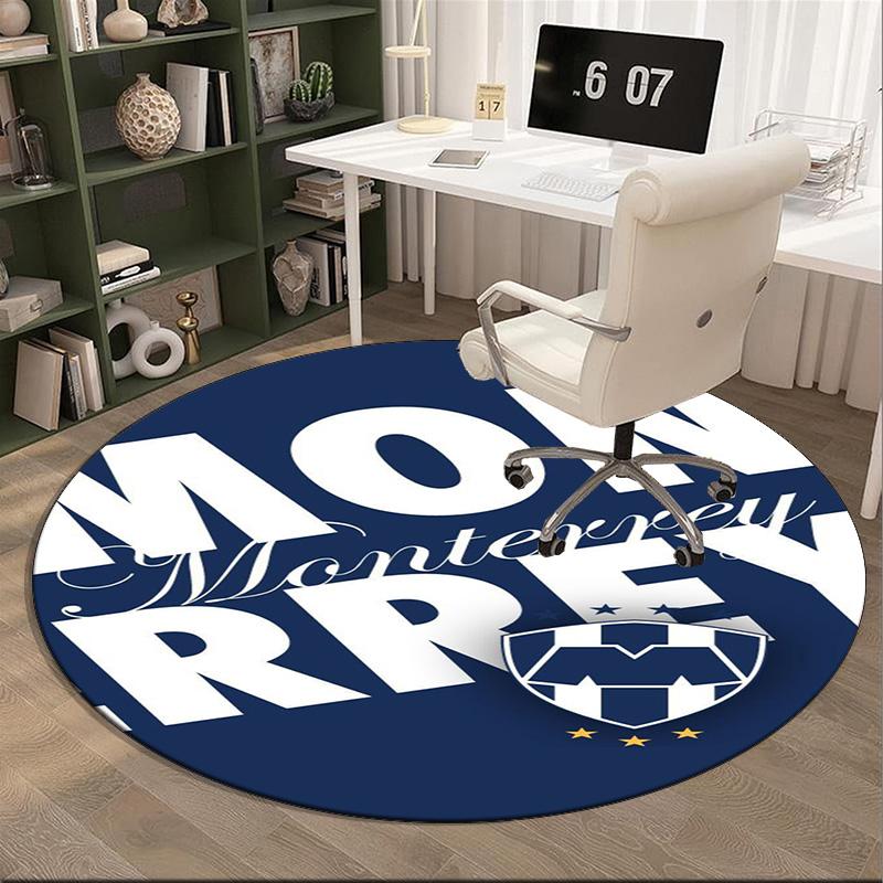 1PC round rug Monter-rey Football Crest Art Printed Round Area Rug ,Rug For Home Office, Round Chair Rug, Decorative Carpet Fan gifts Christmas gift
