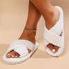 Home Slippers, Comfortable and Warm Open Toed Soft Plush Shoes, Solid Color Indoor Floor Slippers
