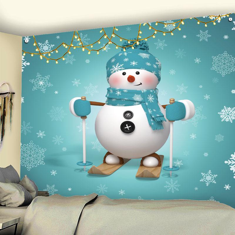 Зимний рождественский гобелен с принтом снеговика, домашний декор, Рождественский гобелен, декор для гостиной, фон Tapisserie de Noël