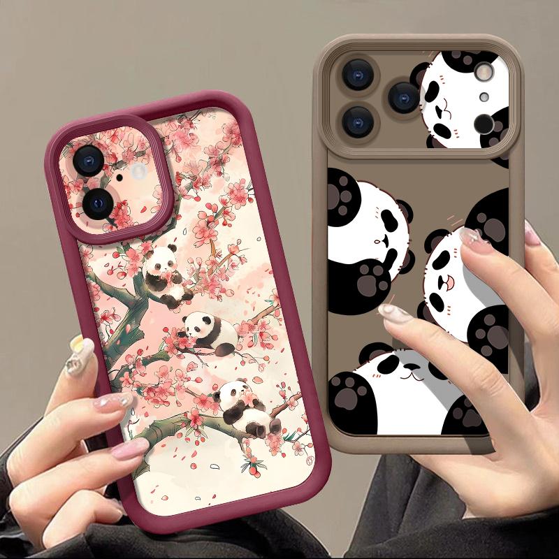 Милый Чехол для Телефона с Рисунком Панды из ТПУ для iPhone 17 Pro 17e 15 16 Pro Max 14 13 Pro Max 16e Ударопрочный Мягкий Силиконовый Задний Чехол