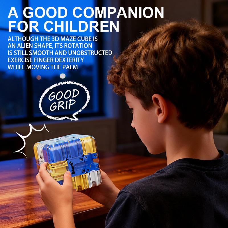 3D Лабиринт Куб Катящийся Шарик, Игрушка для Логического Мышления, Беспрепятственное Вращение, Подарок для Снятия Стресса, Настольное Украшение, Рождественский Подарок