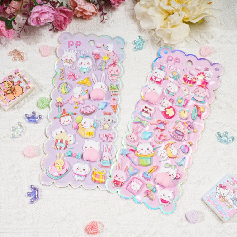 1Pcs Cartoon Animals Soft Puffy Butt 3D Stickers Diy Scrapbooking Journal Phone Case Decoration Sticker School Office Supplies