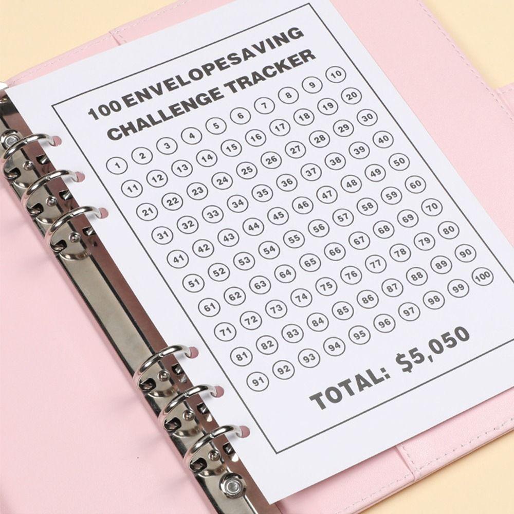 Colorful 100 Day Challenge Budget Binder Loose-leaf Saving Money Organizer Journal Planner