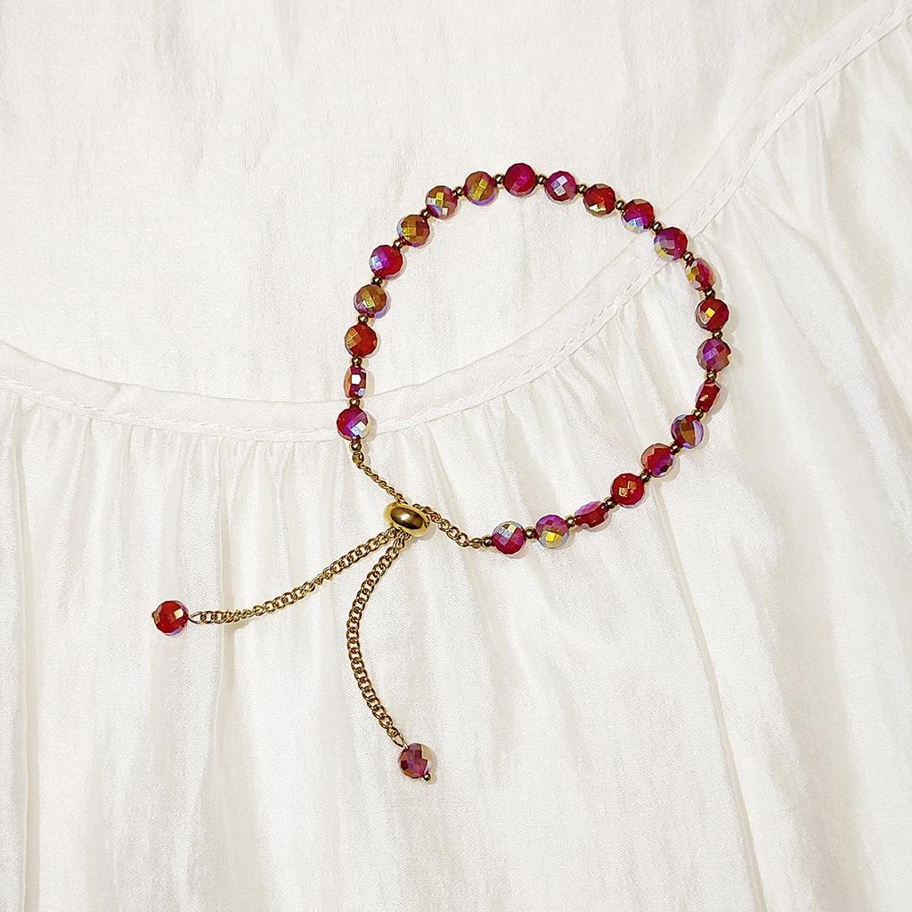 Браслет женский из 18-каратного золота и нержавеющей стали с хрустальными бусинами, водонепроницаемый, выдвижной