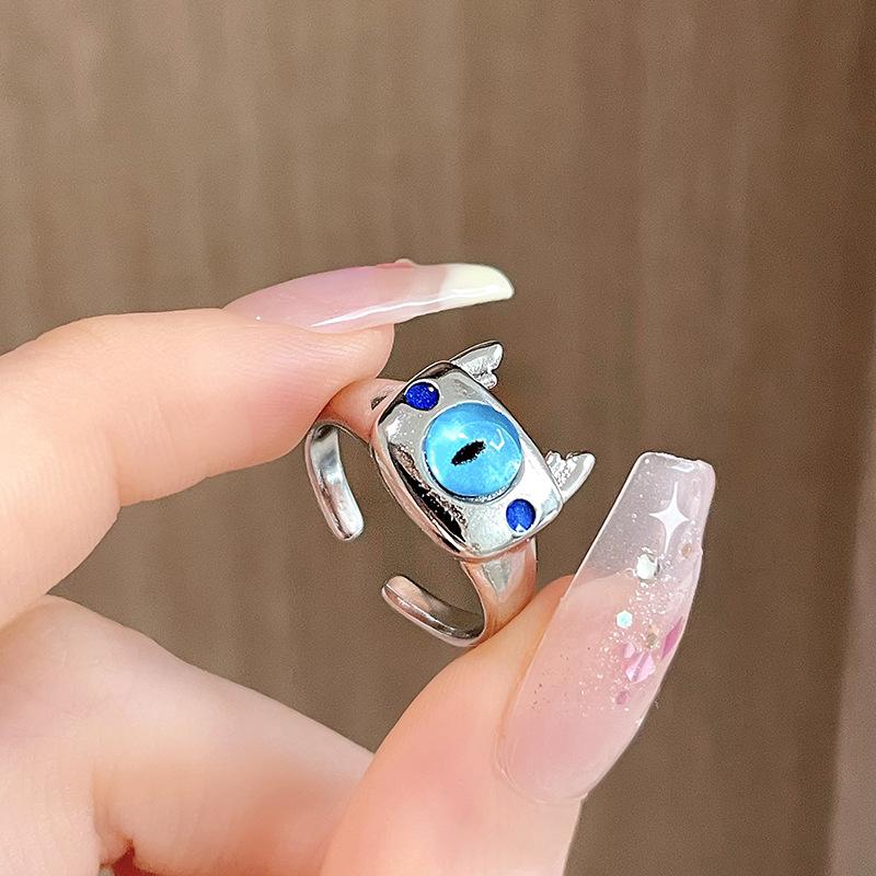 Little Monster Abnormal Pupil Cat Childlike Fun Cute Funny Year Ring Index Finger Ring Niche Design Ring