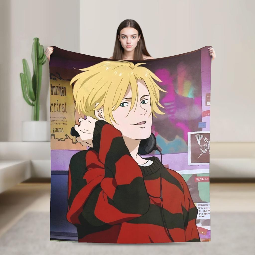 Banana Fish Anime Throw Blanket for Couch  Soft Fuzzy Plush Blanket 50x60 Inch Multiple Sizes Bedspreads for All Seasons